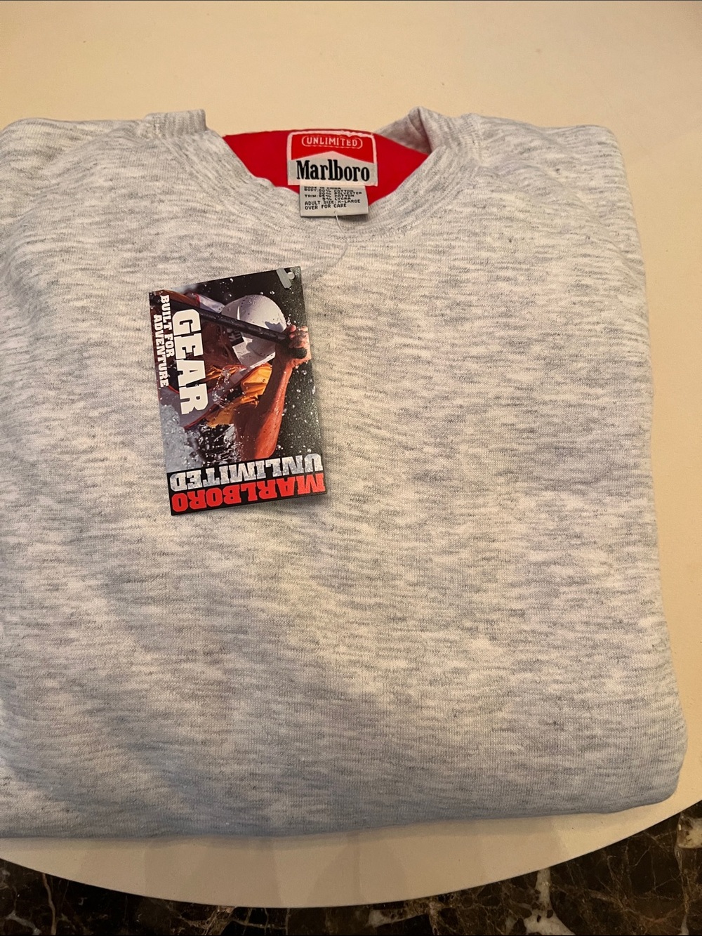 Vintage 1990 Marlboro Unlimited Light Gray Heather Crewneck Sweatshirt